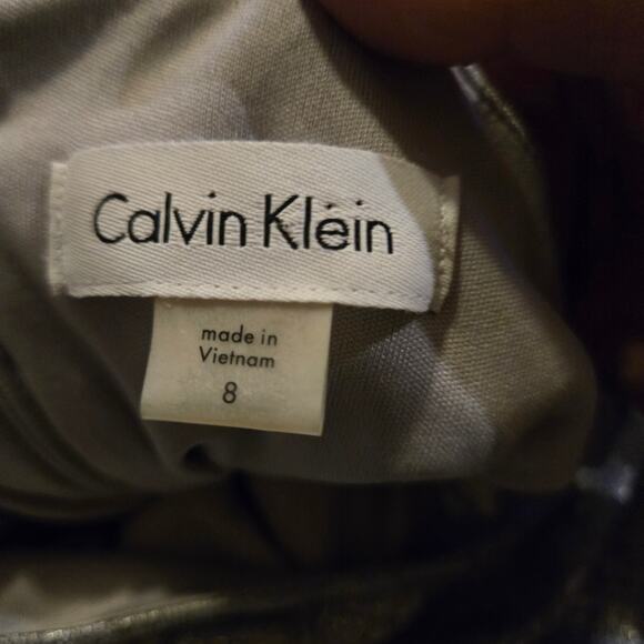 Calvin Klein Metallic Cold Shoulder Sheath Dress Silver Size 8 - Picture 3 of 11